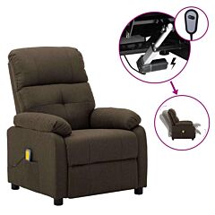 Electric Massage Recliner Chair Brown Fabric - Brown