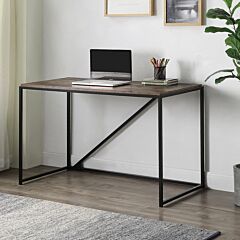 Home Office 46-inch Computer Desk, Small Desk Home Office Study Desk Metal Frame, Modern Simple Laptop Table - Brown