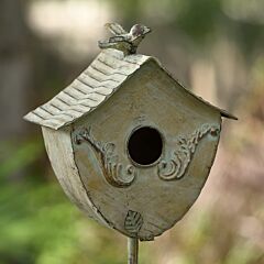 Metal Birdhouse For Outdoor On Stand - As Pic
