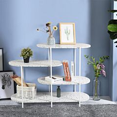 4-tier Multi-function Storage Shelf,living Room Bookshelf, Small Kitchen Shelf,marble White - Marble White