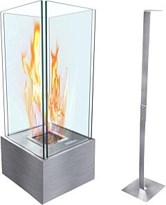 Bio Ethanol Fireplace, Freestanding Ventless Bio Ethanol Fireplace, Bio Ethanol Fireplace Indoor Outdoor Fire Pit Portable Fire Bowl Pot Fireplace, Stainless Steel - Grey