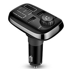 Car Wireless Fm Transmitter Dual Usb Charger Hand-free Call Mp3 Player Kit Aux Input - Black