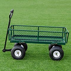 Heavy Duty Garden Utility Cart Wagon Wheelbarrow - Green