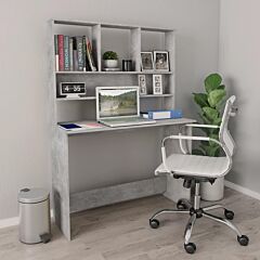 Desk With Shelves Concrete Gray 43.3"x17.7"x61.8" Chipboard - Grey