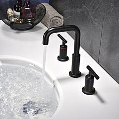 Matte Black Widespread Two Handles 3-hole Bathroom Sink Faucet - Black