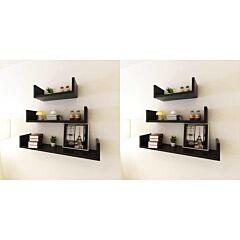 Wall Shelves 6 Pcs Black - Black