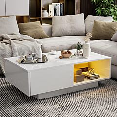 Mobile Single Drawer Double Coffee Table - White