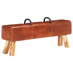Vintage Turnbock Bench With Handles Real Goat Leather - Brown