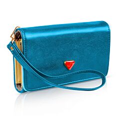 Women Wristlet Wallet Pu Leather Lady Purse Credit Card Holder 4 Card Slots 3 Money Pouches 1 Coin Pocket - Blue