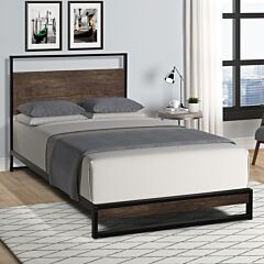 Twin Metal Bed Frame With Wood Slats - As Picture
