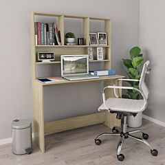 Desk With Shelves Sonoma Oak 43.3"x17.7"x61.8" Chipboard - Brown
