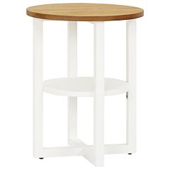 Lamp Table 15.7"x19.7" Solid Oak Wood - White