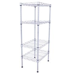 Rectangle Carbon Steel Metal Assembly 4-shelf Storage Rack Silver Gray Rt - Silver Gray
