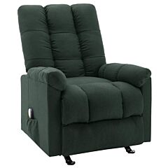 Massage Reclining Chair Dark Green Fabric - Green