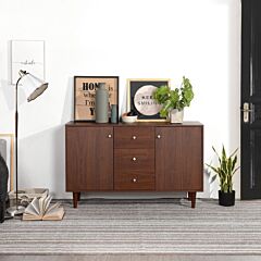 47.2 Inch Industrial Sideboard Features 2 Doors, 3 Drawers And 2 Cabinets With Large Storage Spaces - Brown - Walnut