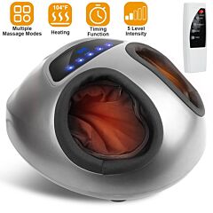 Electric Foot Massager Heat Therapy Kneading Air Compression Machine Intensity Time Setting Foot Pain Relief Massagers - Grey