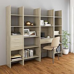 4 Piece Book Cabinet Set Sonoma Oak Chipboard - Brown