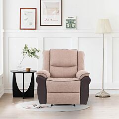 Givenusmyf Functional Sofa Chair With 8-point Massage + Heating, Manual Reclining Flat Sofa Chair, Ergonomic Wool Linen + Pu Fabric Heavy Duty Sofa, Suitable For Living Room, Bedroom, Office (brown) - Brown