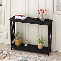 39.37"console Table, Classic Entryway Table For Home,mdf Boards, Rectangle Shape, Black - Black