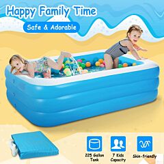 Inflatable Swimming Pools Family Swim Play Center Pool Blow Up Kiddie Pool - Blue