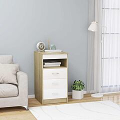 Drawer Cabinet White And Sonoma Oak 15.7"x19.7"x29.9" Chipboard - Beige