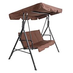 Free Shipping Stable And Durable Three-person Greenhouse Coffee Garden Swing Chair With Roof 170*110*153cm With Canopy And Cushion 250kg Load-bearing Iron Swing Brown  Yj - Brown