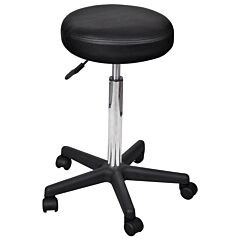 Office Stool Black Faux Leather - Black