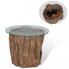 Coffee Table Teak Glass 19.7"x15.7" - Brown