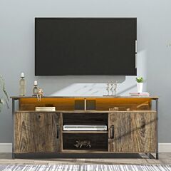 Tv Stand ,modern Wood Universal Media Console With Metal Legs, Home Living Room Furniture Entertainment Center, Espresso - Brown