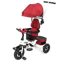 Kids Tricycle,kids Folding Steer Stroller With Rotatable Seat, Adjustable Push Handle & Canopy, Safety Harness, Storage Bag - Red