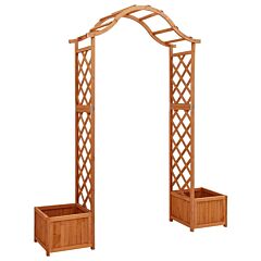 Garden Pergola With Planter Solid Firwood - Brown