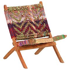 Folding Chindi Chair Multicolors Fabric - Multicolour