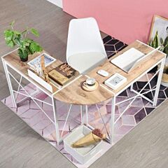 Corner Computer Desk Folding Writing Study Table Rustic Home Office Workstation Industrial L-shaped Desk - As Picture