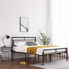 Single-layer Bed Head And Soft Bag Pull Buckle Bed End Standpipe Water Pipe Bed Queen Black Gold-painted Iron Bed - Black