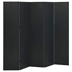 5-panel Room Divider Black 78.7"x70.9" Steel - Black