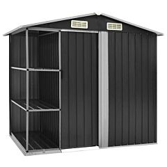 Garden Shed With Rack Anthracite 80.7"x51.2"x72" Iron - Grey