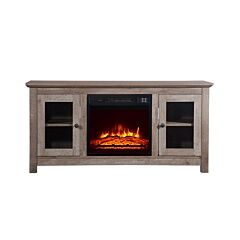 Zokop 51-inch Log Cyan Fireplace Tv Cabinet 1400w Single Color/fake Wood/heating Wire/with Small Remote Control Movement Black Rt - As Pic