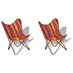 Butterfly Chairs 2 Pcs Multicolor Chindi Fabric - Multicolour