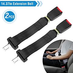 2pcs Car Seat Belt Extender 14.37in Buckle Tongue Webbing Extension Safety Belt - Black
