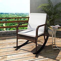 Outdoor Rocking Chair Brown Poly Rattan - Brown