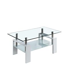 Artisan Rectangle Coffee Table, Double Layer Lower Shelf Storage For Living Spaces (white) - White