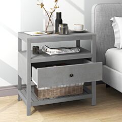 Modern Wooden Nightstand With Drawers Storage For Living Room/bedroom, Gray - Gray