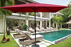 6 X 9ft Patio Umbrella Outdoor Waterproof Umbrella With Crank And Push Button Tilt Without Flap For Garden Backyard Pool Swimming Pool Market - Burgundy