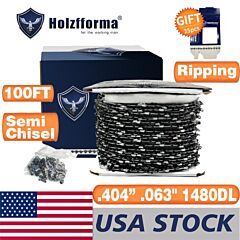 Holzfforma® 100ft Roll .404' .063'' Semi Chisel Ripping Saw Chain With 40 Sets Matched Connecting Links And 25 Boxes - 100ft