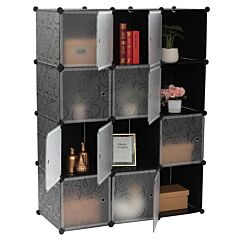 Cube Storage 12-cube Closet Organizer Storage Shelves Cubes Organizer Diy Closet Cabinet With Doors White And Black Color Rt - Black/white