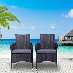60*60*82.5cm 2pcs Single Backrest Chairs Rattan Sofa  Xh - Black Cane Grey Polyester Cloth