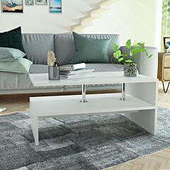 Coffee Table Chipboard 35.4"x23.2"x16.5" White - White