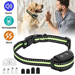 Anti-bark Dog Collar Ip67 Waterproof Beep Electric Shock Rechargeable - Black