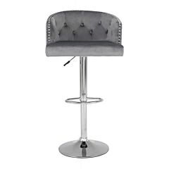 Givenusmyf European Style Bar Stool Set Of 2, Adjustable Bar Stool With Backrest, Velvet Swivel Bar - Gray