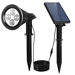 Solar Powered Spotlight Outdoor Dusk To Dawn Light Wall Path Lawn Garden Lamp Waterproof - Black
